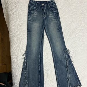 Frayed Flare Denim Jeans